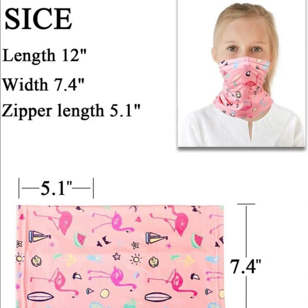 Flamingo pink￼ Kids Face Cover with Filter - Summer Protection Neck Gaiter